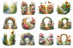 Flower Garden Pathway Clipart Bundle 1 - CraftNest - Digital Crafting and Art