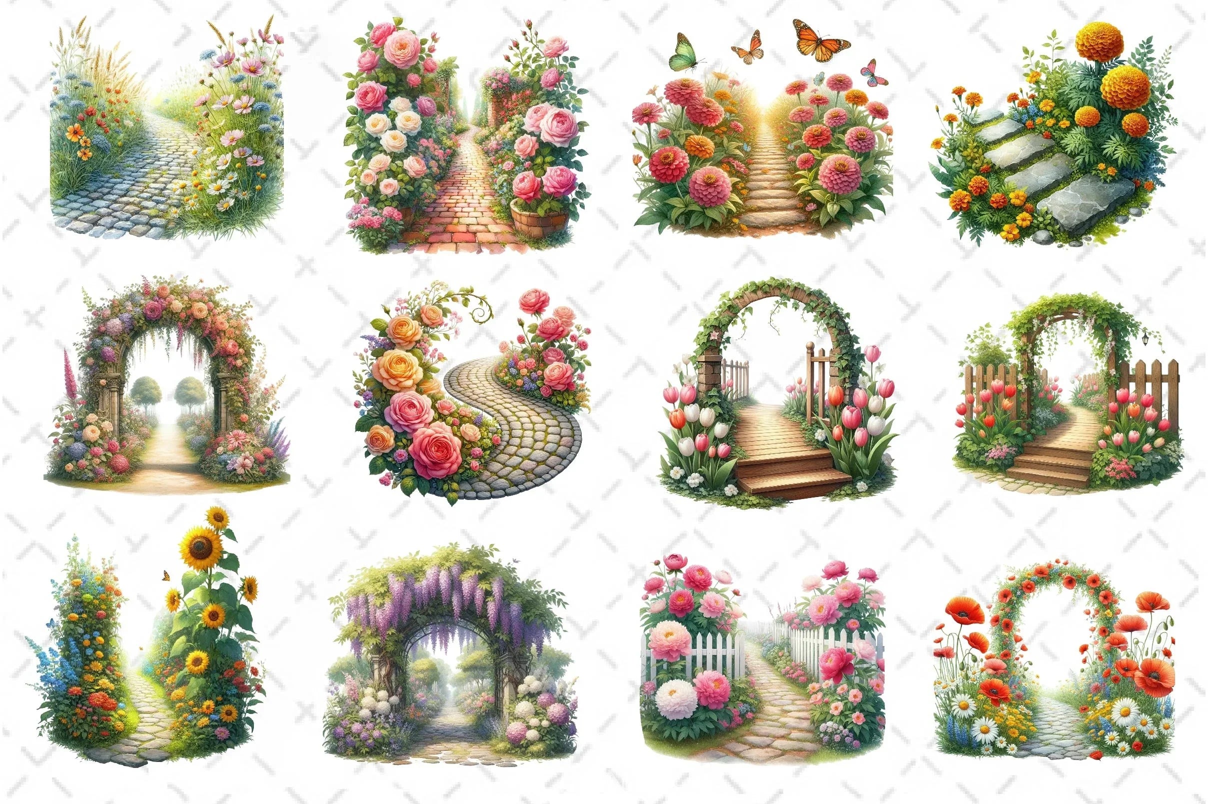 Flower Garden Pathway Clipart Bundle 1 - CraftNest - Digital Crafting and Art