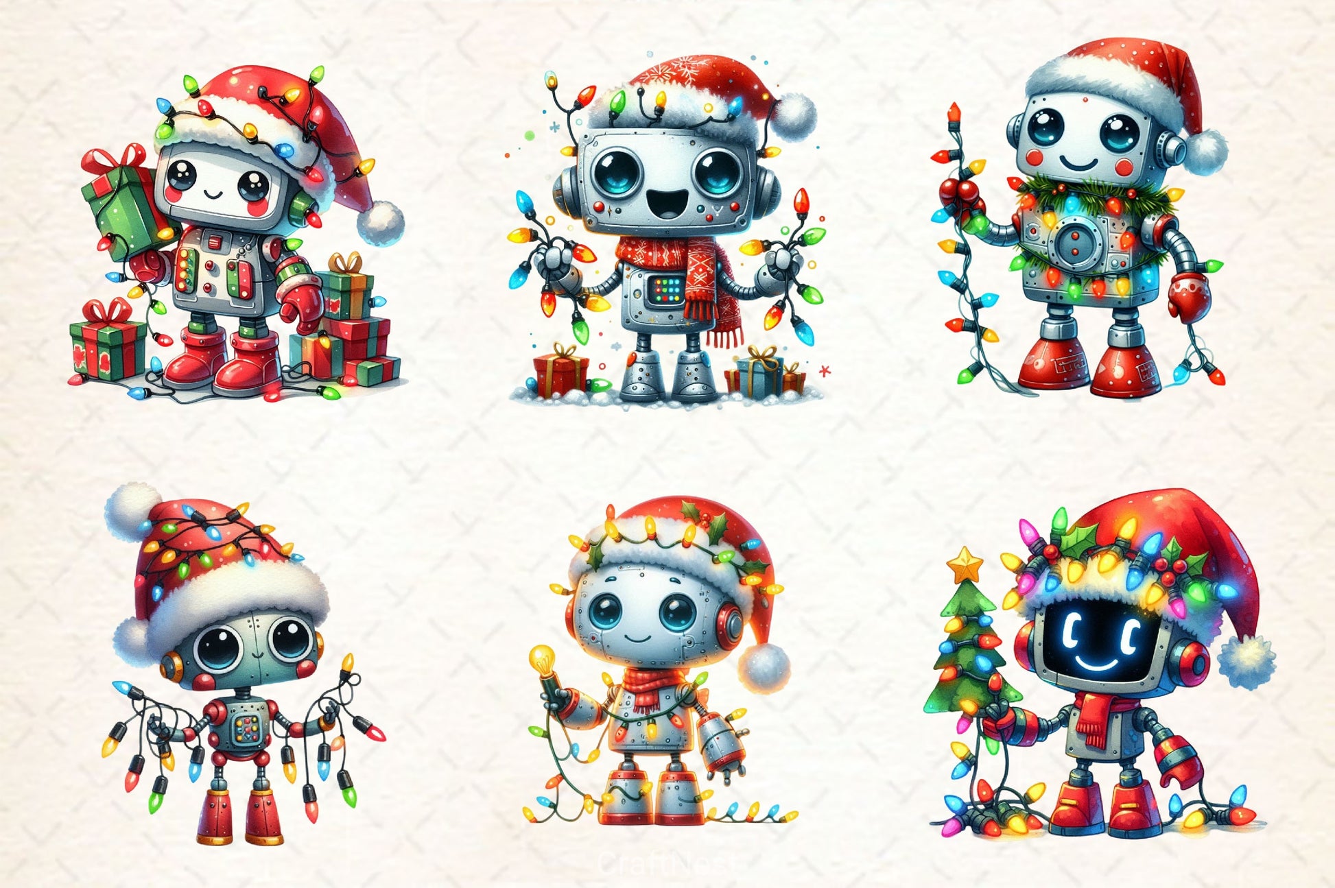 Funny Festive Robot Clipart Bundle 2 - CraftNest - Digital Crafting and Art