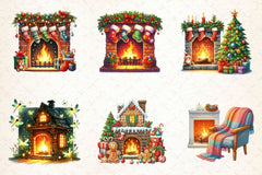 Christmas Fireplace Clipart Bundle 2 - CraftNest - Digital Crafting and Art