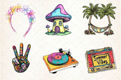 Hippie Summer Clipart Bundle 2 - CraftNest - Digital Crafting and Art