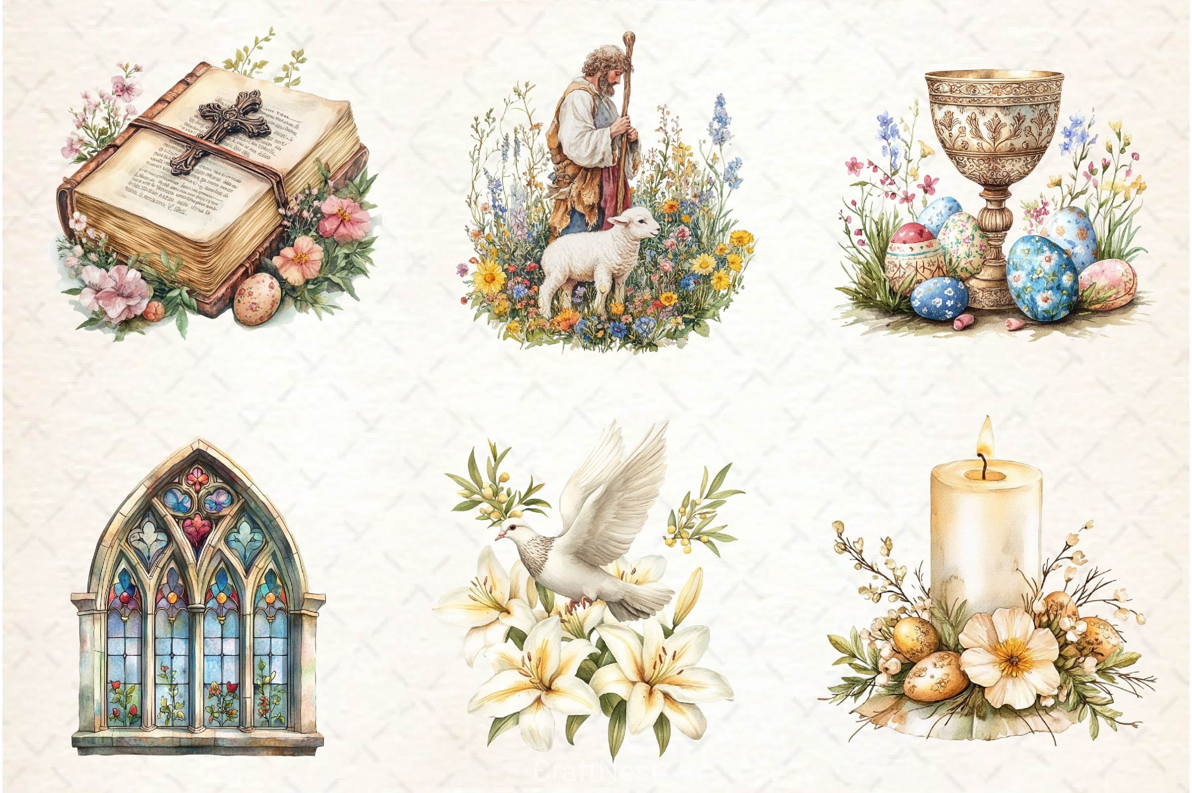Antique Religious Easter Clipart Bundle 4 - CraftNest - Digital Crafting and Art