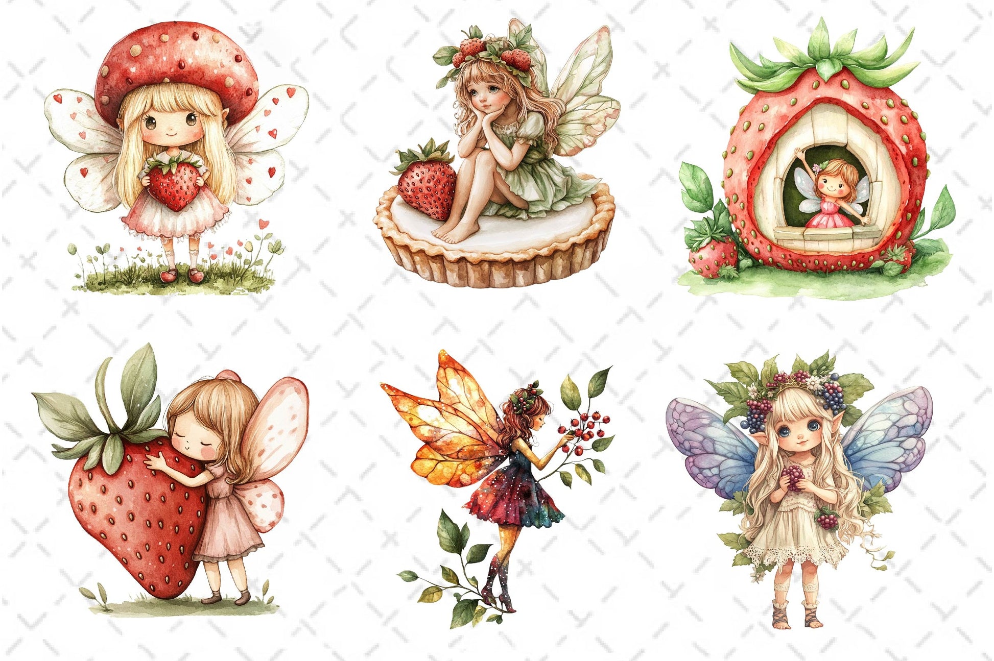Strawberry Garden Fairies Clipart Bundle - CraftNest - Digital Crafting and Art