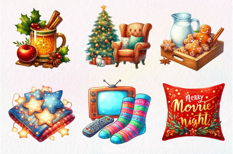 Christmas Movie Night Clipart Bundle 2 - CraftNest - Digital Crafting and Art