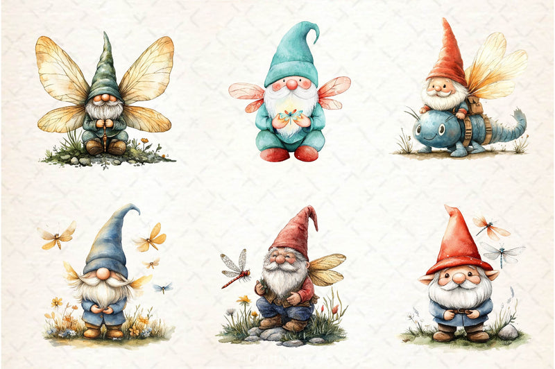 Dragonfly Gnome Clipart Bundle - CraftNest - Digital Crafting and Art