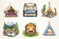Glamping Camping Clipart Bundle - CraftNest - Digital Crafting and Art