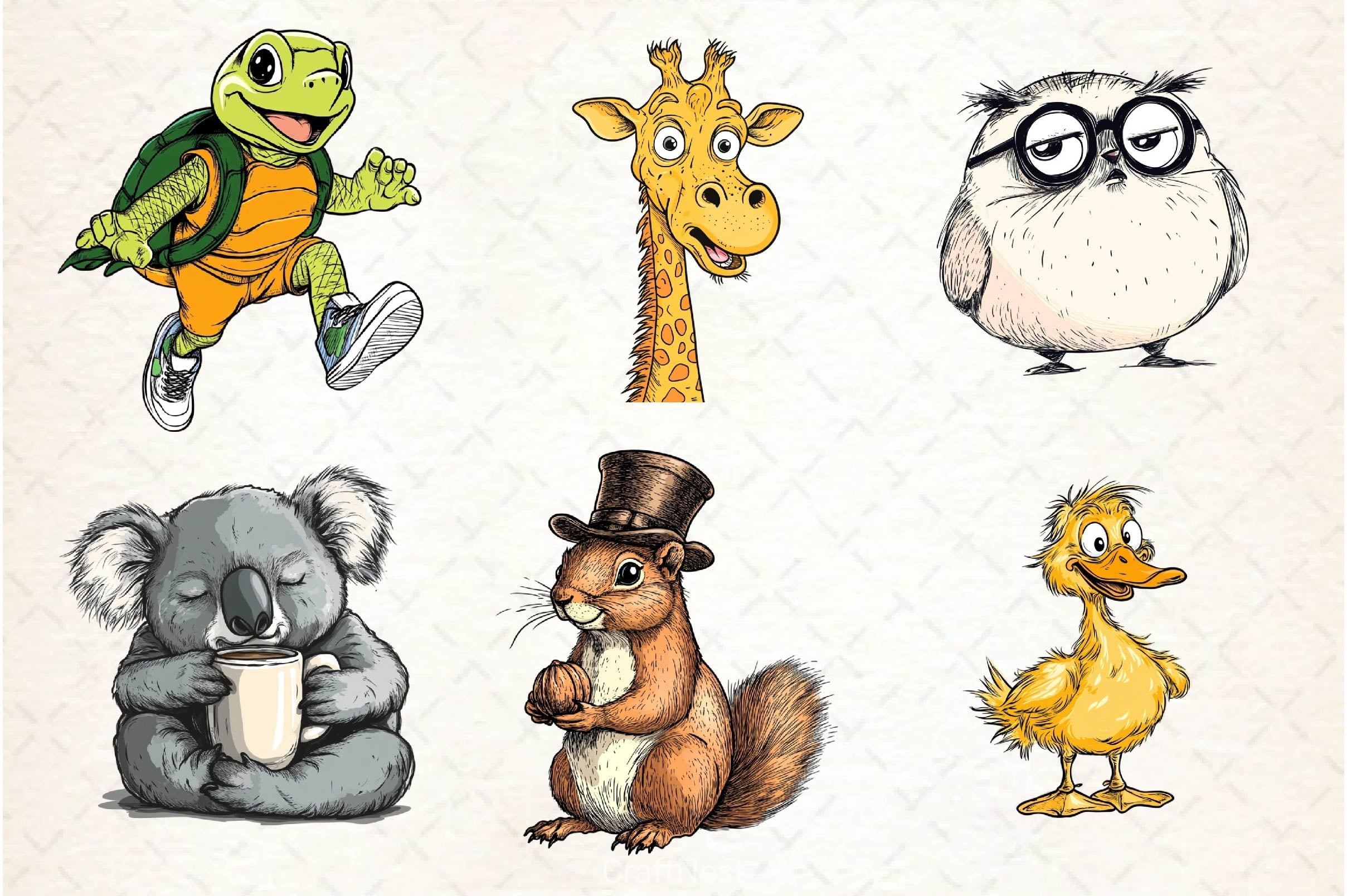 Funny Quirky Animals Clipart Bundle 2 - CraftNest - Digital Crafting and Art