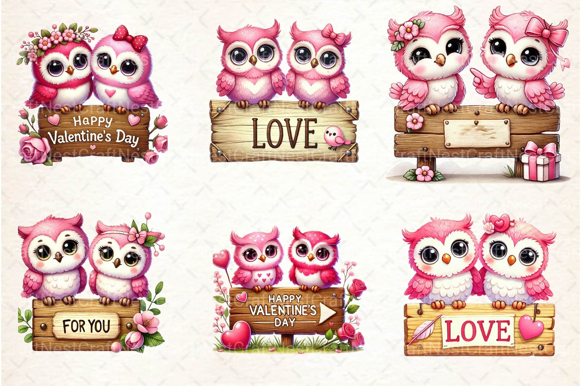 Valentine Couple Owl Clipart Bundle - CraftNest - Digital Crafting and Art