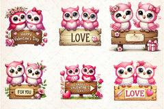Valentine Couple Owl Clipart Bundle - CraftNest - Digital Crafting and Art