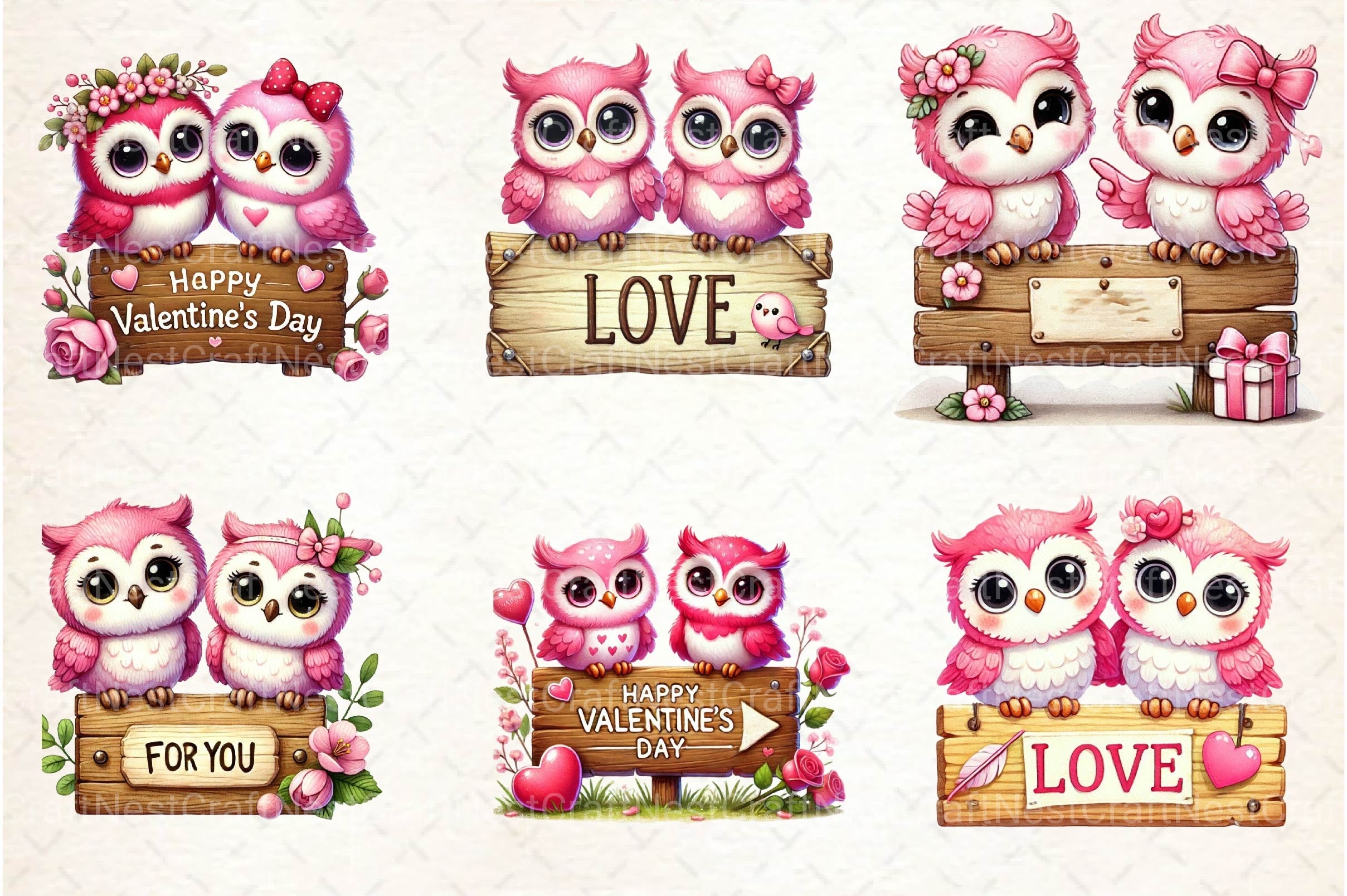 Valentine Couple Owl Clipart Bundle - CraftNest - Digital Crafting and Art