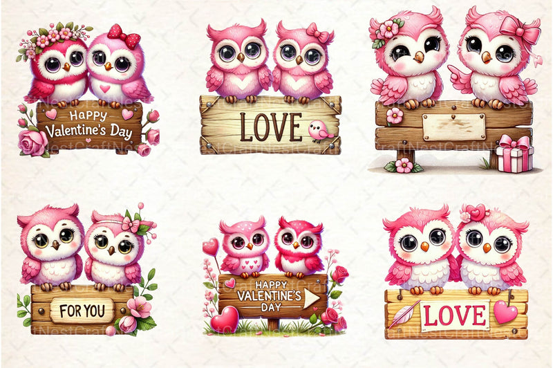 Valentine Couple Owl Clipart Bundle - CraftNest - Digital Crafting and Art