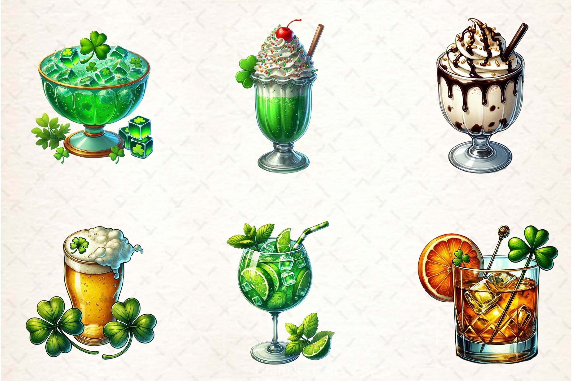 St Patricks Day Drinks Clipart Bundle 4 - CraftNest - Digital Crafting and Art