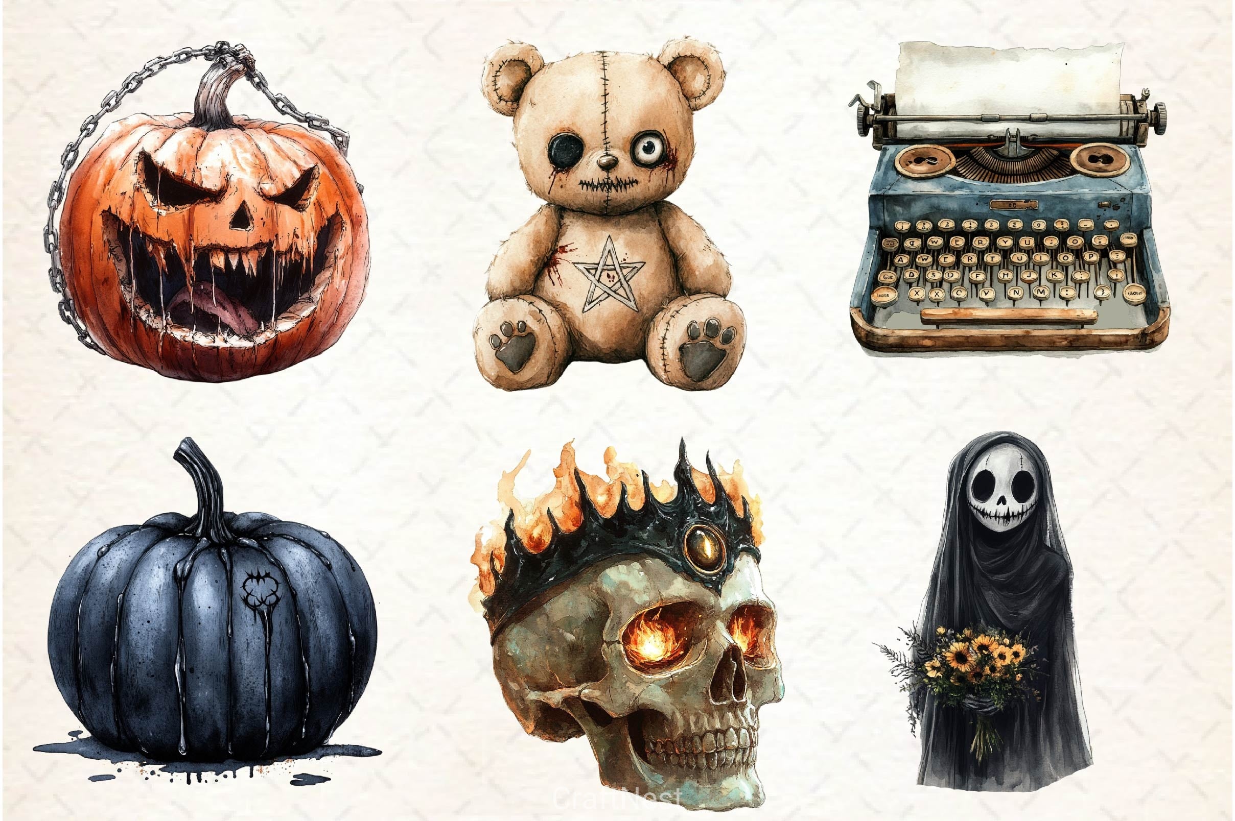 Dark Halloween Clipart Bundle 5 - CraftNest - Digital Crafting and Art