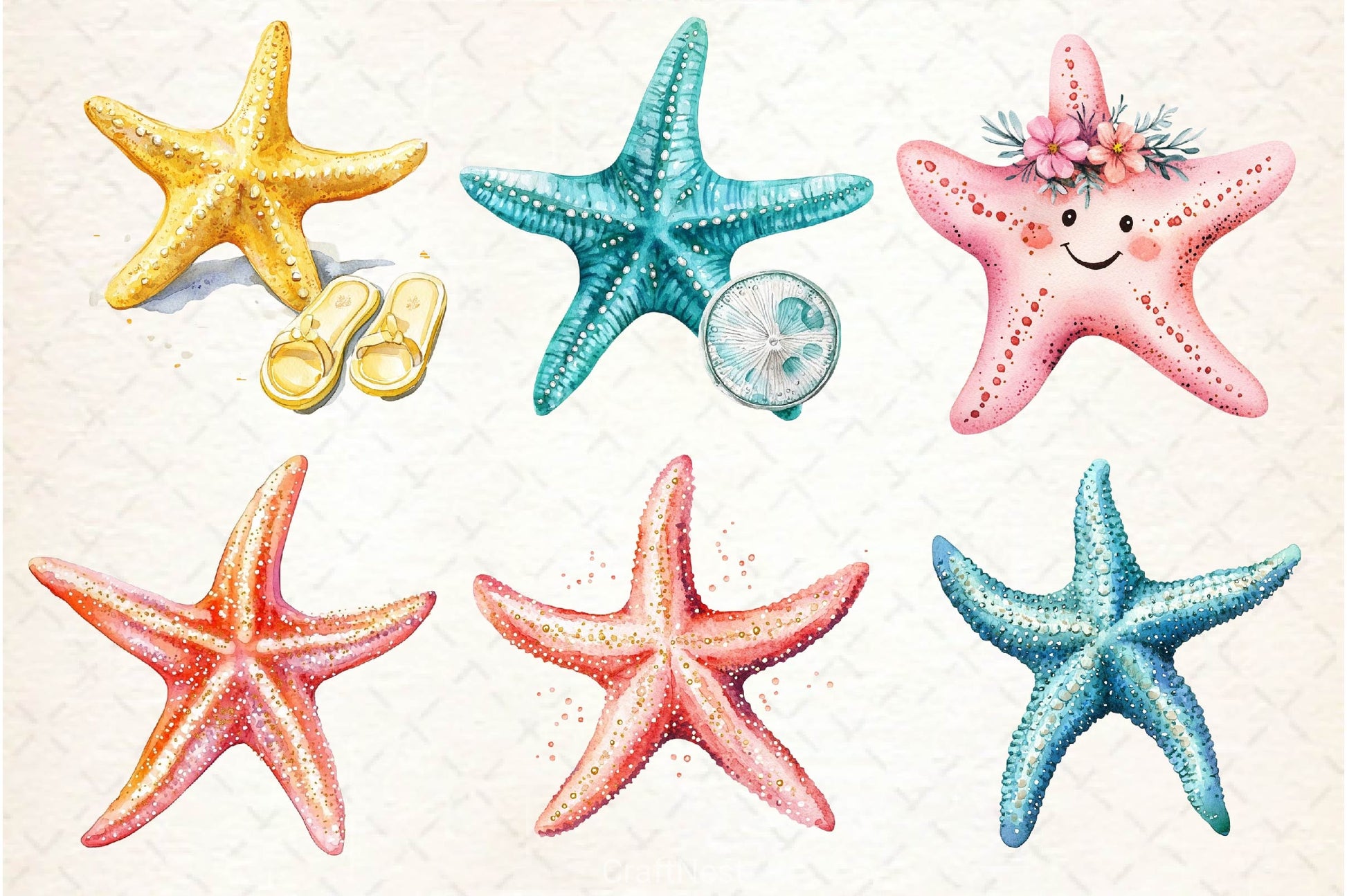 Summer Starfish Clipart Bundle 3 - CraftNest - Digital Crafting and Art