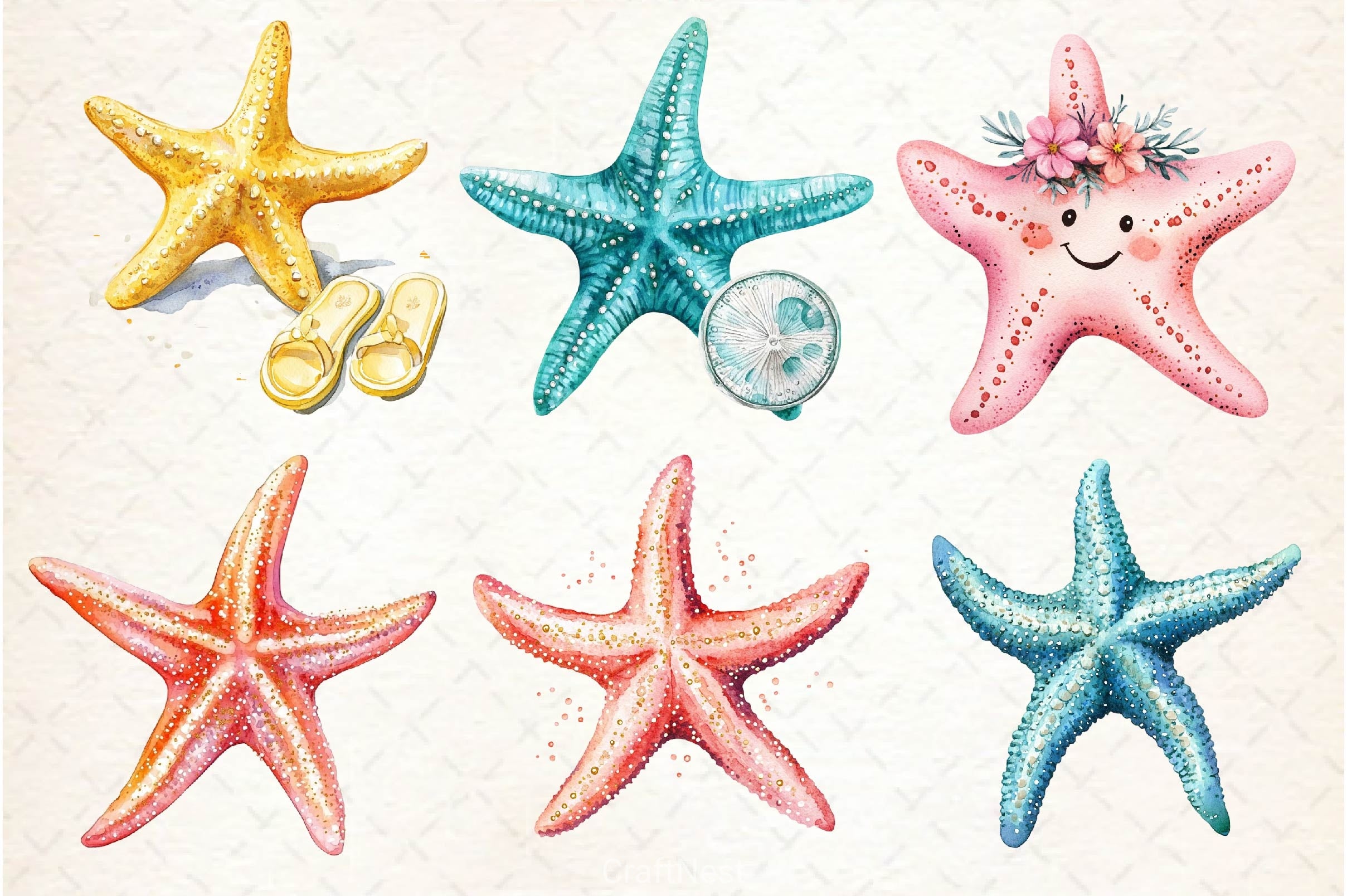 Summer Starfish Clipart Bundle 3 - CraftNest - Digital Crafting and Art