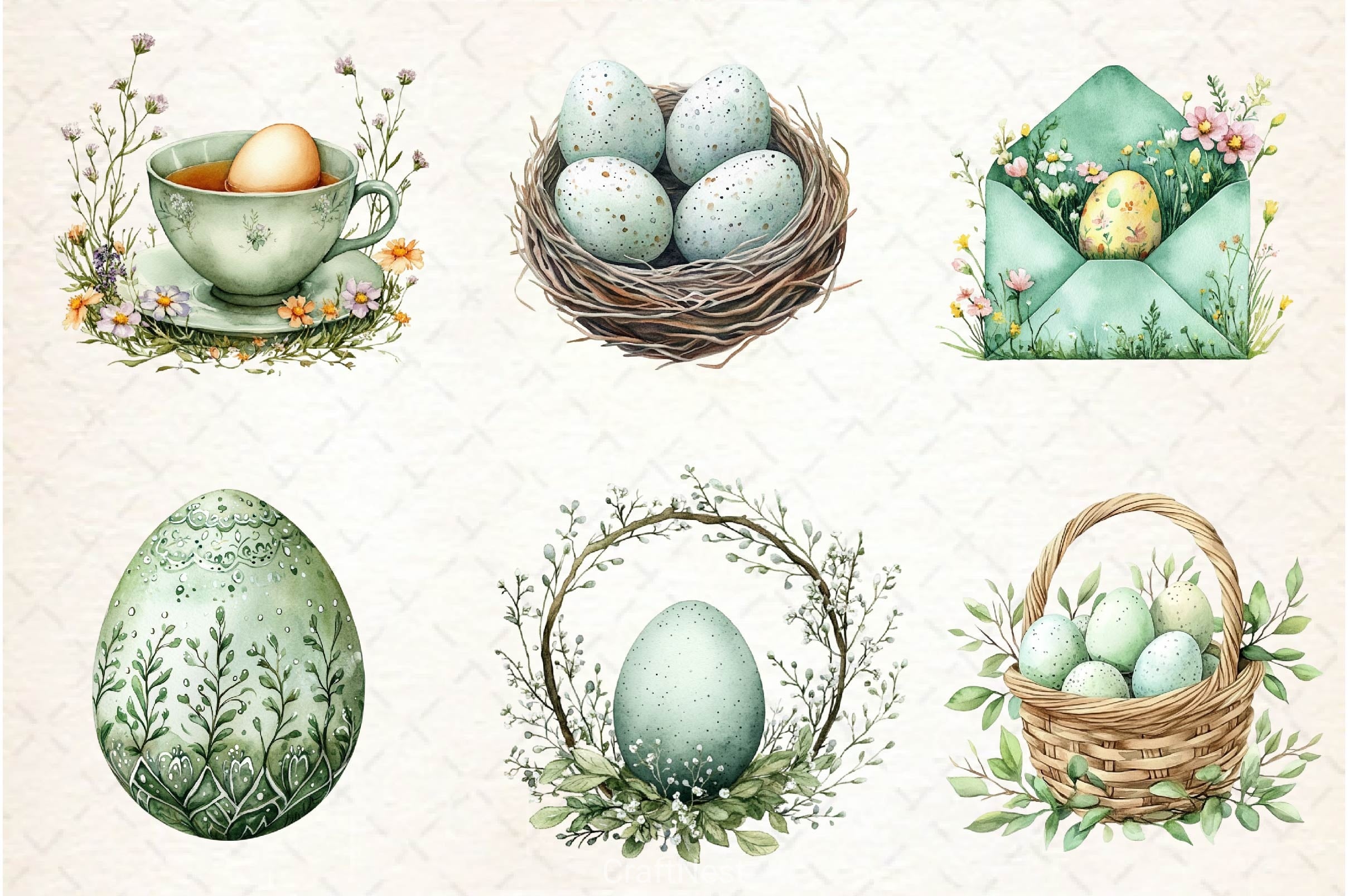 Sage Green Easter Clipart Bundle - CraftNest - Digital Crafting and Art