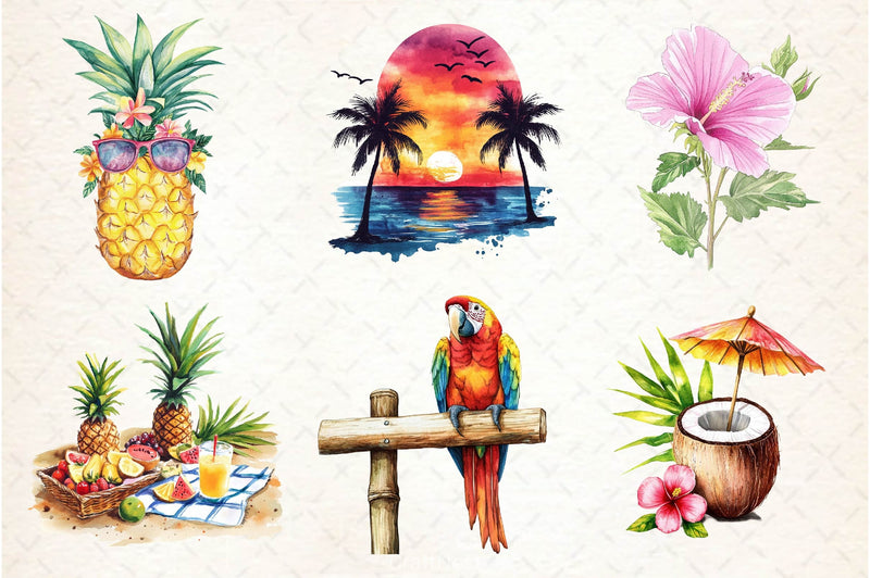 Summer In Hawaii Clipart Bundle - CraftNest - Digital Crafting and Art