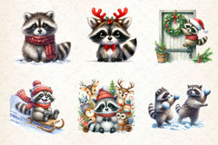 Christmas Raccoon Clipart Bundle 2 - CraftNest - Digital Crafting and Art