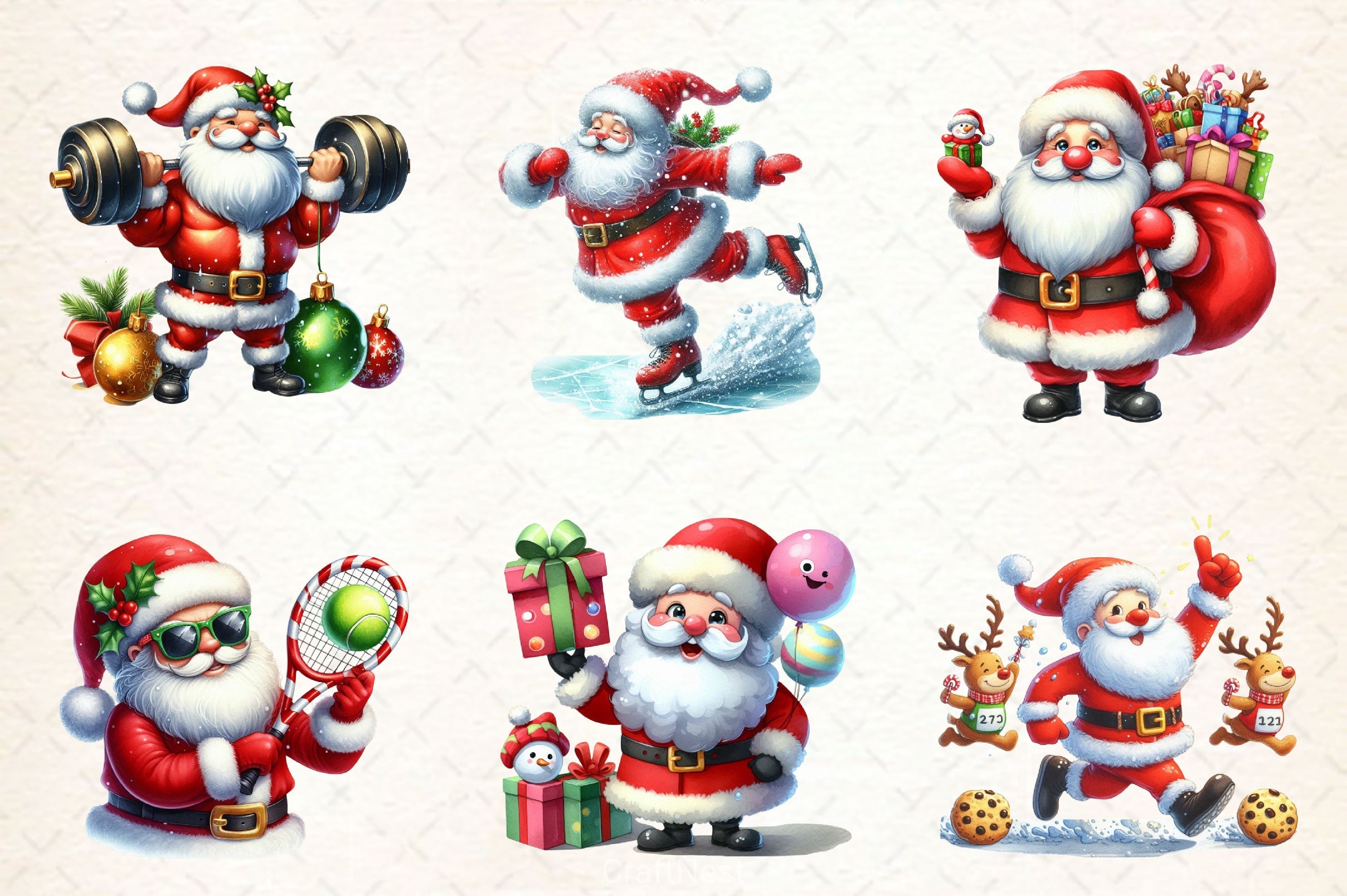 Funny Santa Claus Christmas Clipart Bundle 2 - CraftNest - Digital Crafting and Art