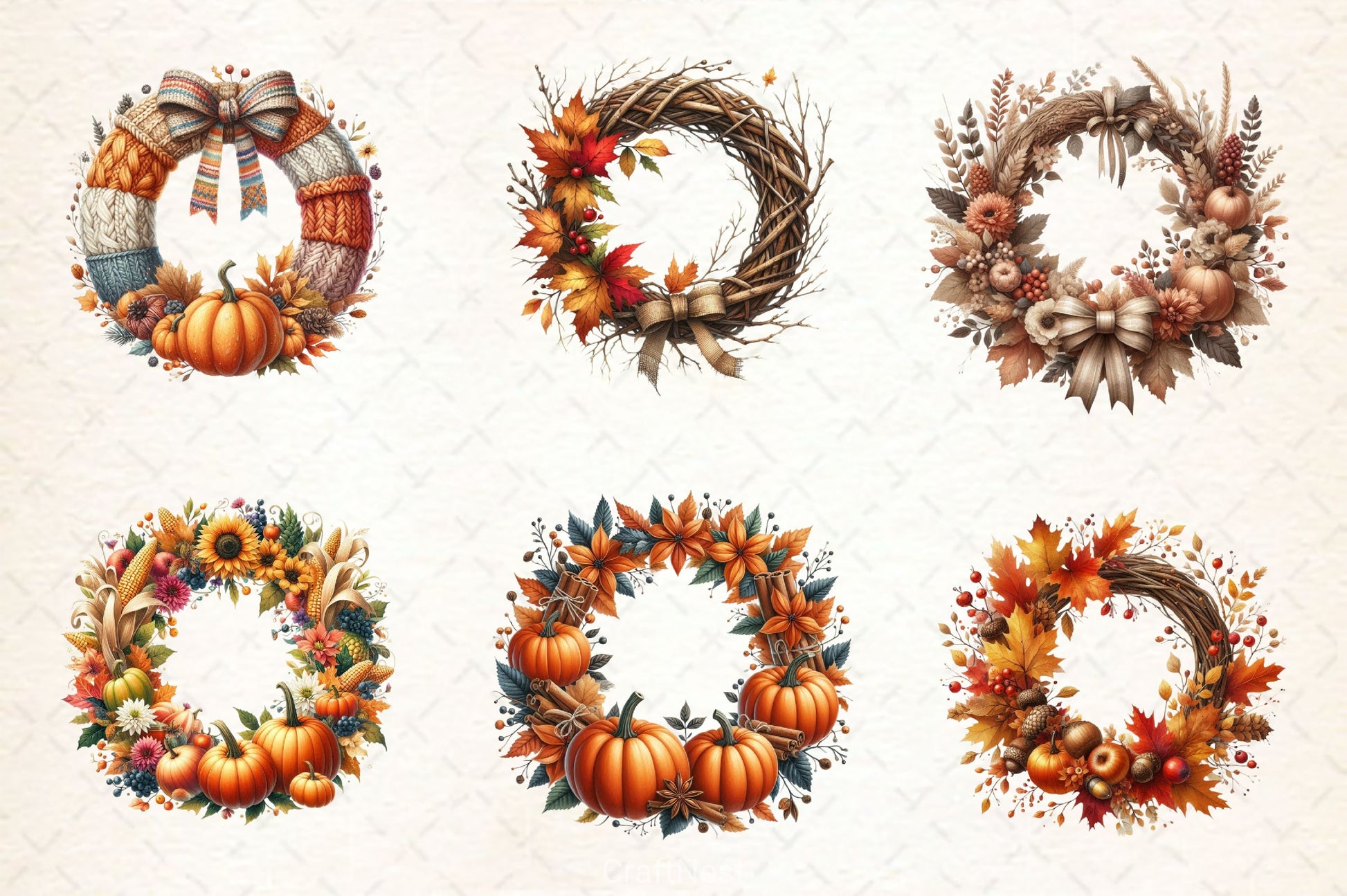 Fall Wreath Autumn Wreath Clipart Bundle - CraftNest - Digital Crafting and Art