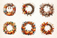 Fall Wreath Autumn Wreath Clipart Bundle - CraftNest - Digital Crafting and Art