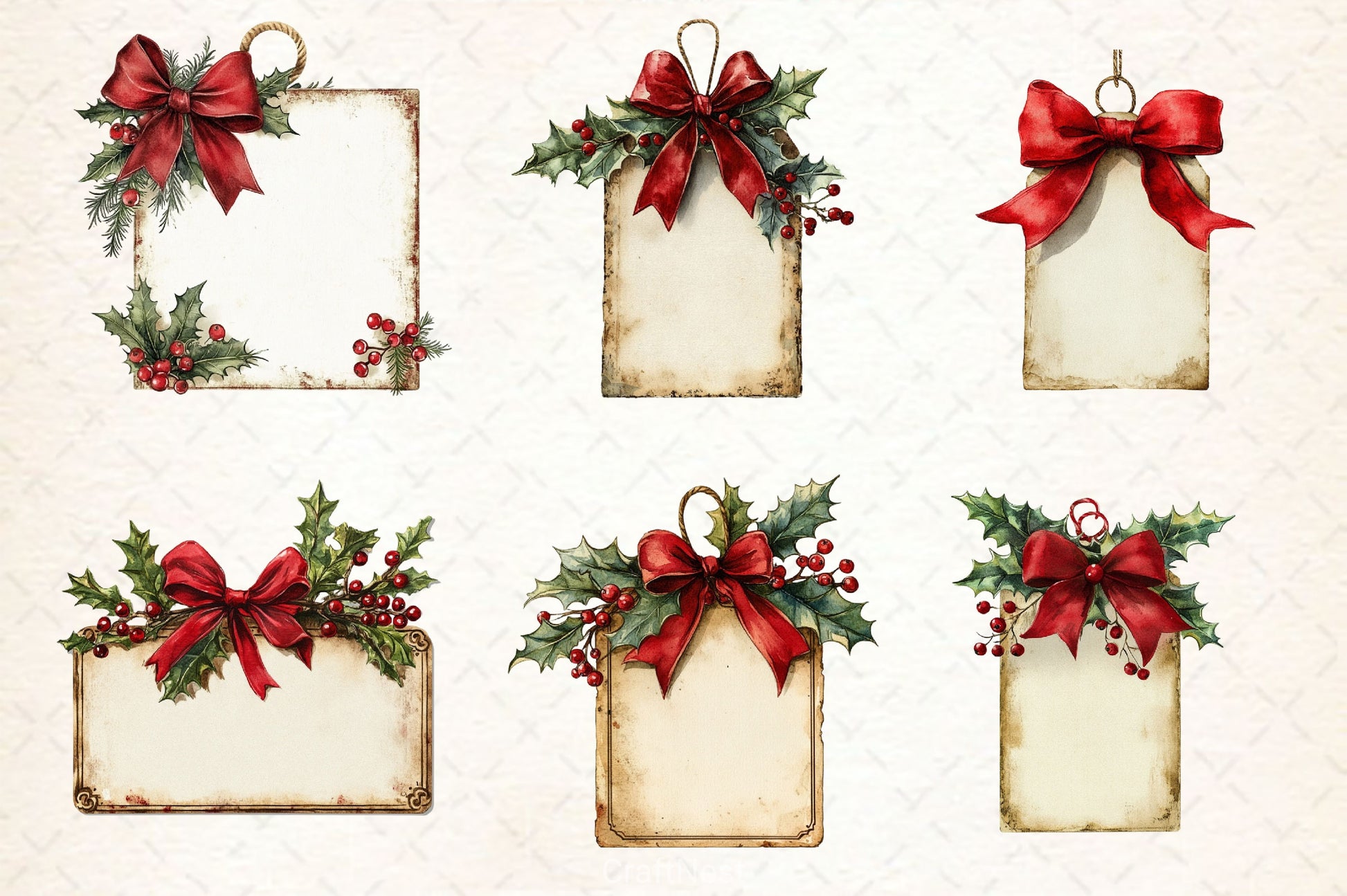 Vintage Christmas Tags Clipart Bundle - CraftNest - Digital Crafting and Art