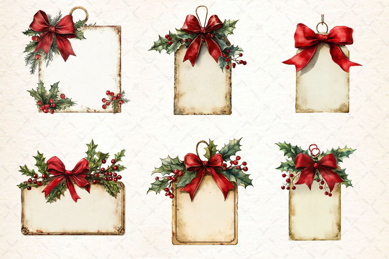 Vintage Christmas Tags Clipart Bundle - CraftNest - Digital Crafting and Art