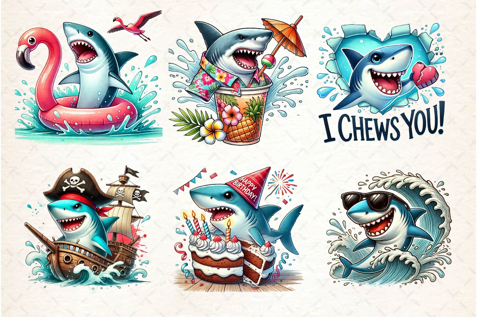 Funny Shark Break Through Clipart Bundle - CraftNest - Digital Crafting and Art