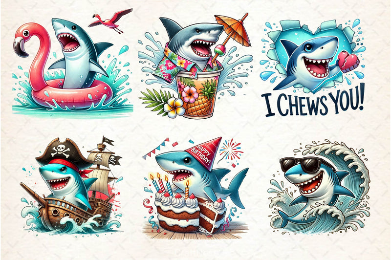 Funny Shark Break Through Clipart Bundle - CraftNest - Digital Crafting and Art