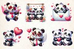 Valentines Day Love Panda Clipart Bundle 2 - CraftNest - Digital Crafting and Art
