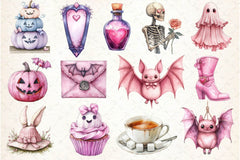 Pink Coquette Girly Halloween Clipart Bundle - CraftNest - Digital Crafting and Art