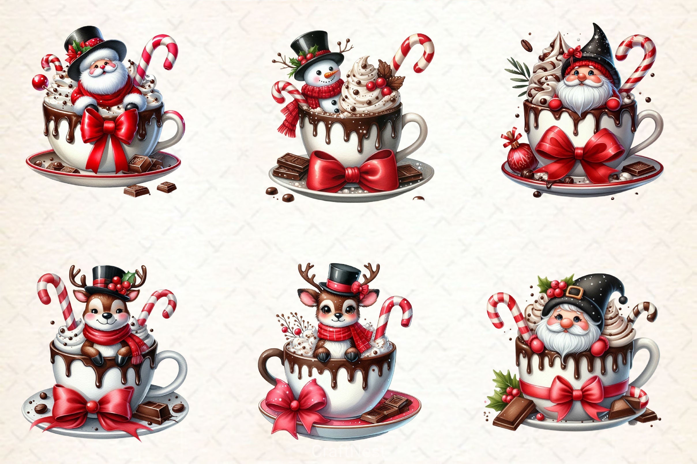 Christmas Hot Cocoa Cup Clipart Bundle - CraftNest - Digital Crafting and Art
