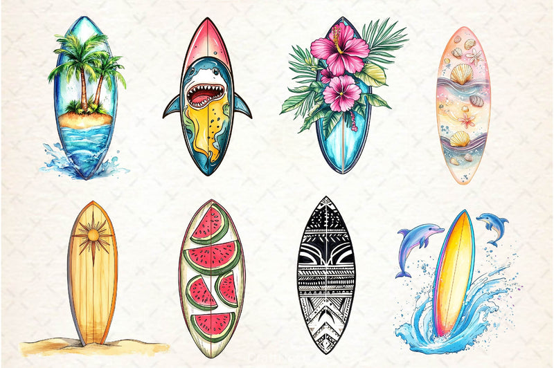 Summer Surfboard Clipart Bundle 3 - CraftNest - Digital Crafting and Art
