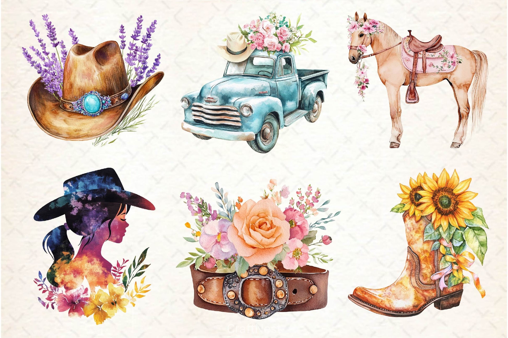 Western Mothers Day Cowgirl Clipart Bundle 2 - CraftNest - Digital Crafting and Art
