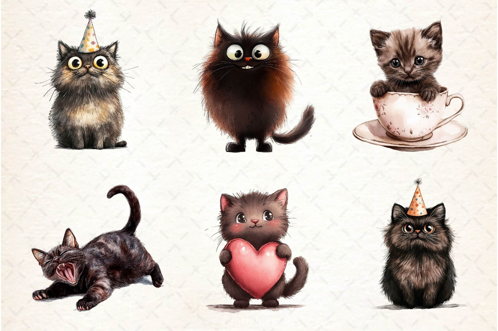 Cute Dark Brown Cat Clipart Bundle - CraftNest - Digital Crafting and Art