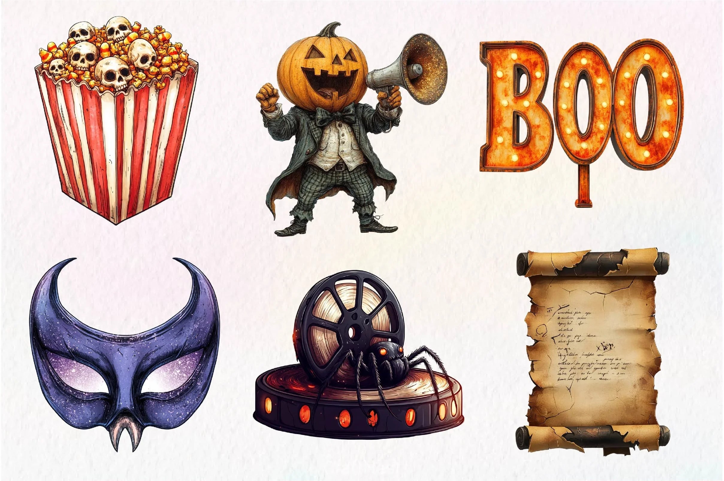 Vintage Halloween Cinema Clipart Bundle - CraftNest - Digital Crafting and Art
