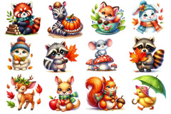 Autumn Cute Animals Clipart Bundle - CraftNest - Digital Crafting and Art