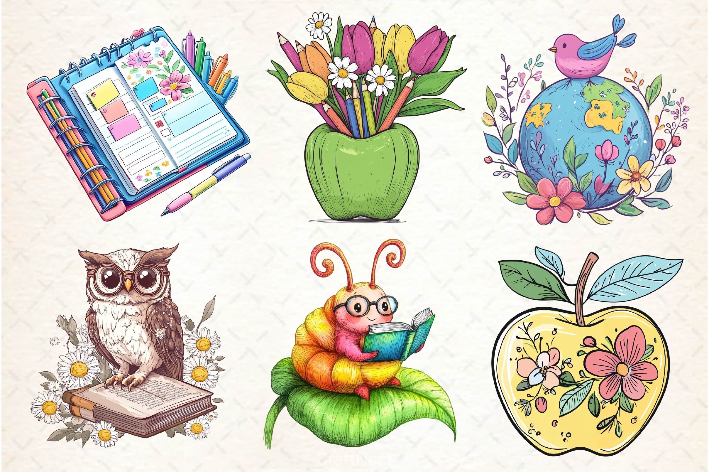 Spring Teacher School Clipart Bundle 2 - CraftNest - Digital Crafting and Art