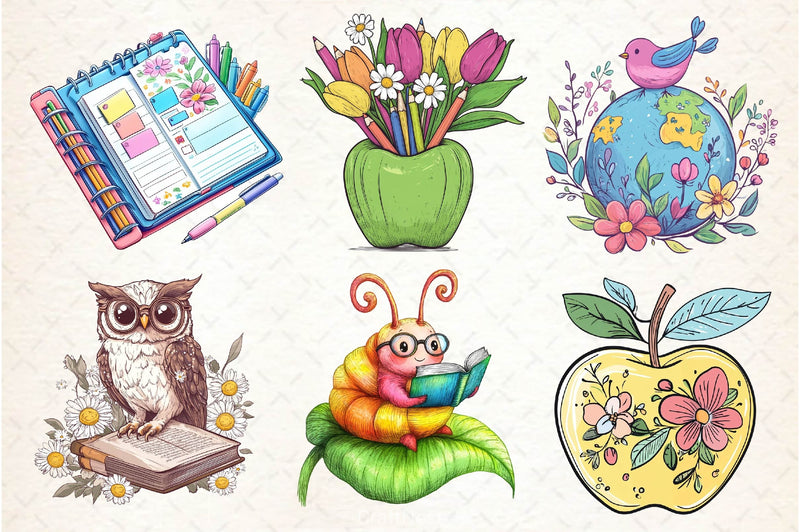 Spring Teacher School Clipart Bundle 2 - CraftNest - Digital Crafting and Art