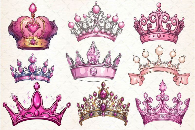 Pink Princess Tiara Clipart Bundle - CraftNest - Digital Crafting and Art