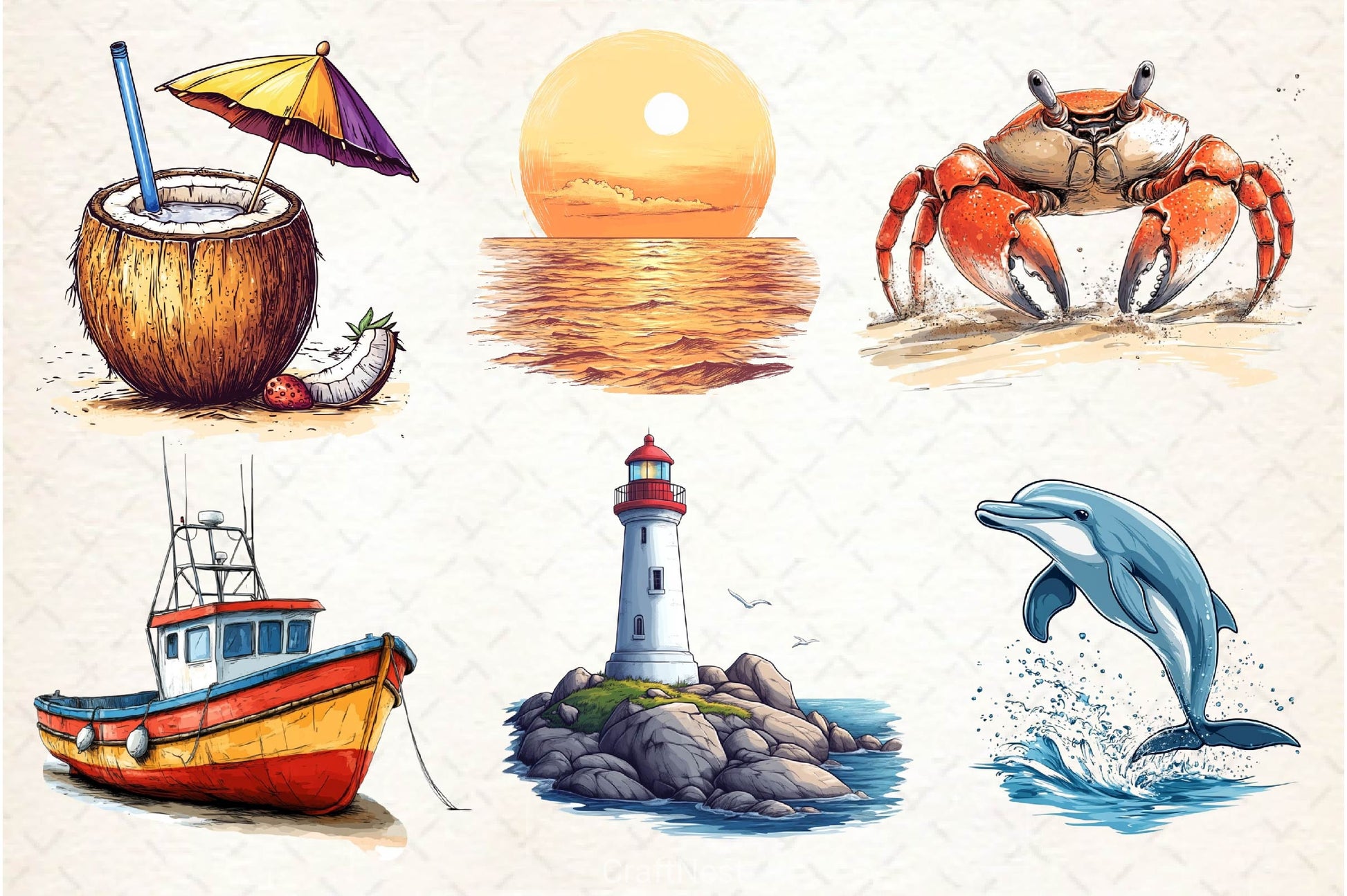 Coastal Clipart Bundle 6 - CraftNest - Digital Crafting and Art