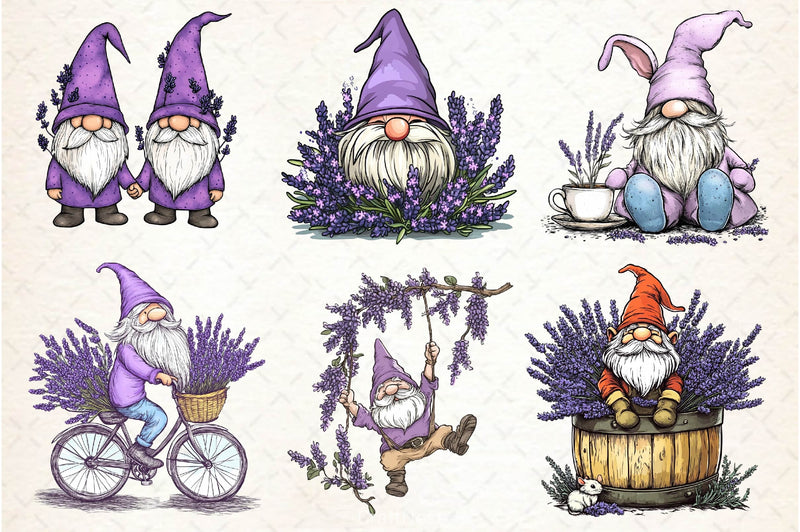 Lavender Purple Gnome Clipart Bundle 2 - CraftNest - Digital Crafting and Art