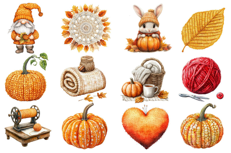 Crochet Autumn Clipart Bundle 2 - CraftNest - Digital Crafting and Art