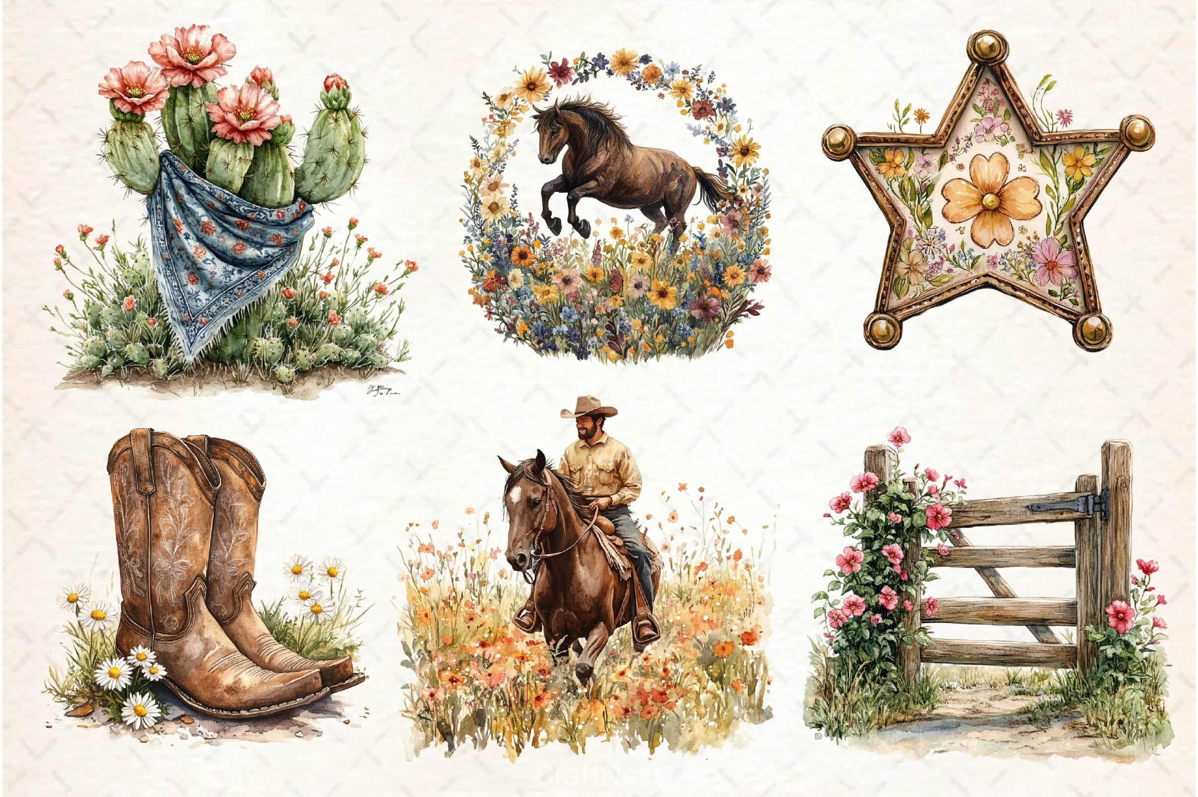 Western Spring Clipart Bundle 5 - CraftNest - Digital Crafting and Art