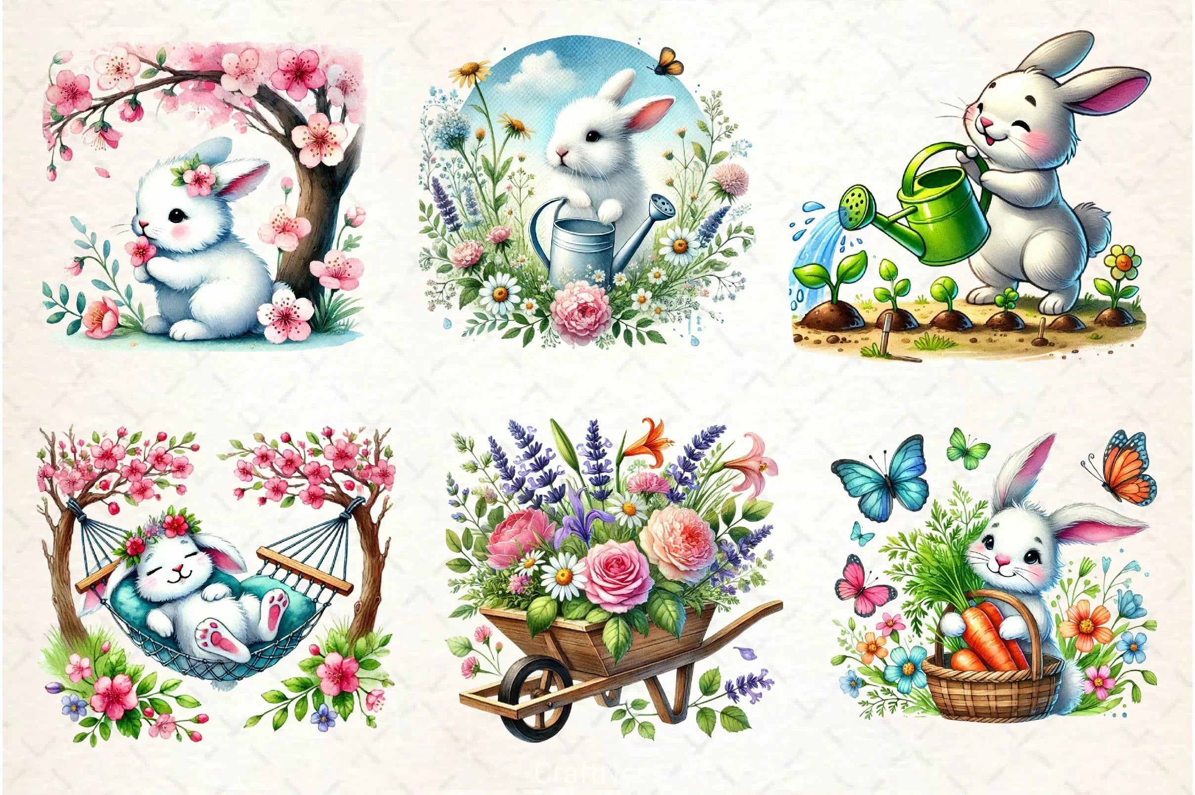 Spring Bunny Garden Clipart Bundle - CraftNest - Digital Crafting and Art