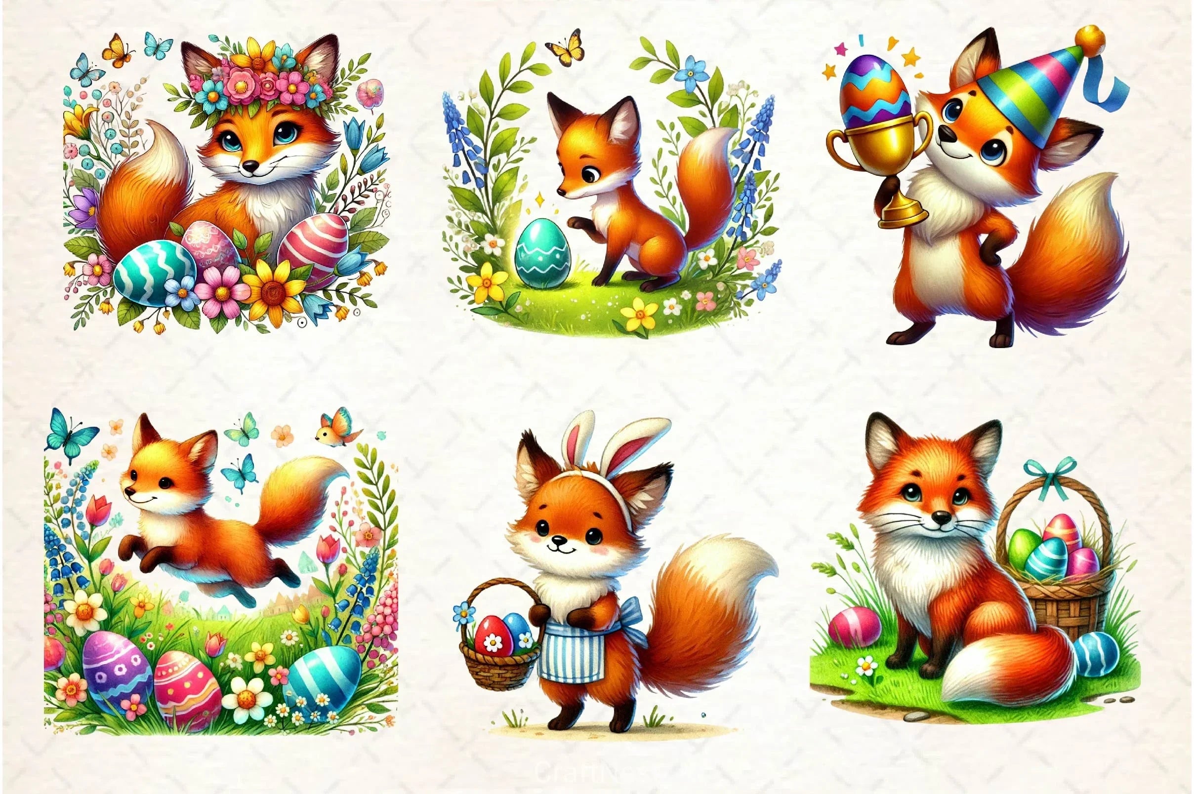 Easter Fox Clipart Bundle 3 - CraftNest - Digital Crafting and Art