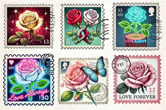 Valentine Rose Postage Stamp Clipart Bundle 2 - CraftNest - Digital Crafting and Art