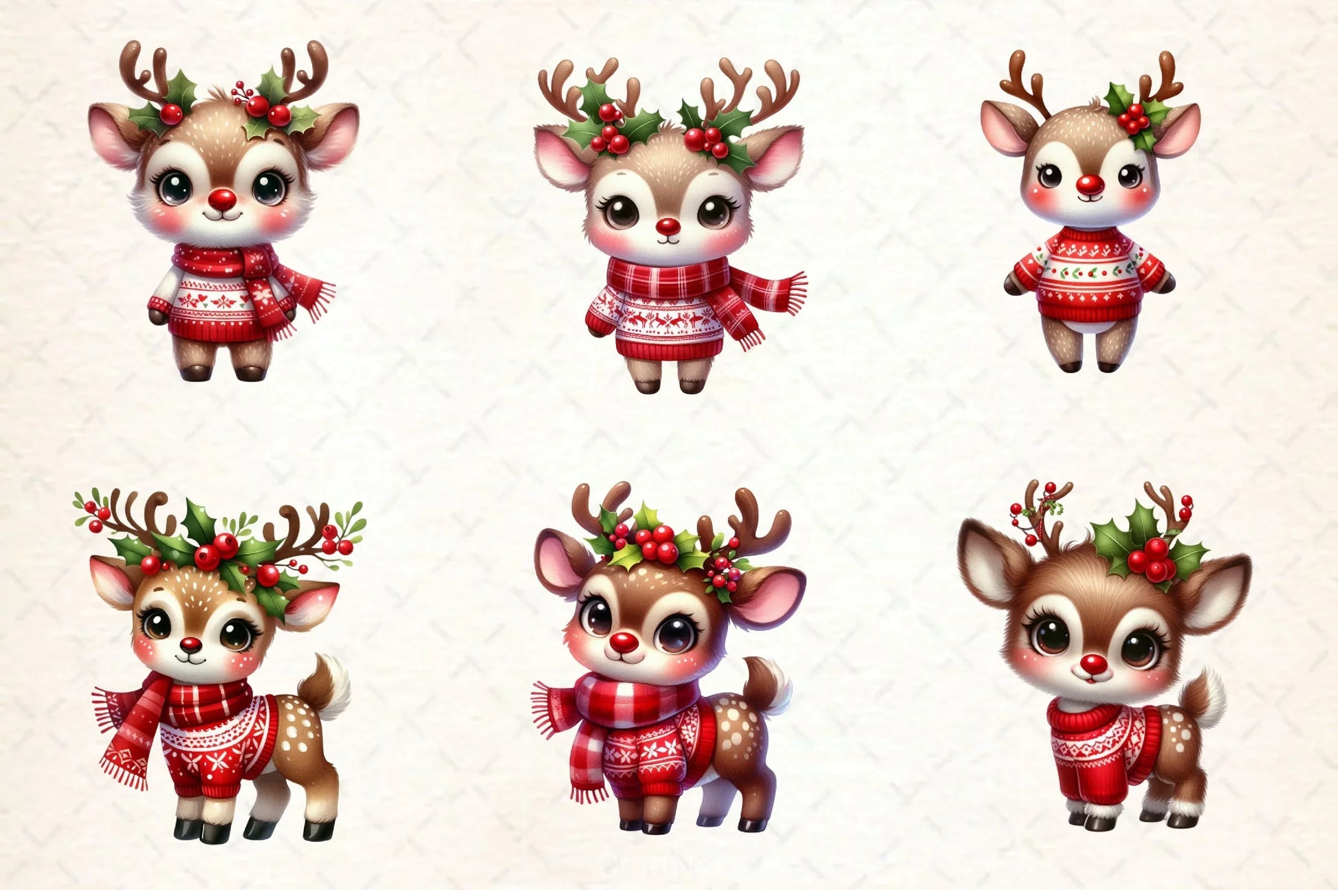 Cute Reindeer Christmas Clipart Bundle 2 - CraftNest - Digital Crafting and Art