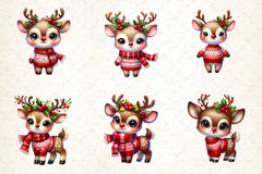 Cute Reindeer Christmas Clipart Bundle 2 - CraftNest - Digital Crafting and Art