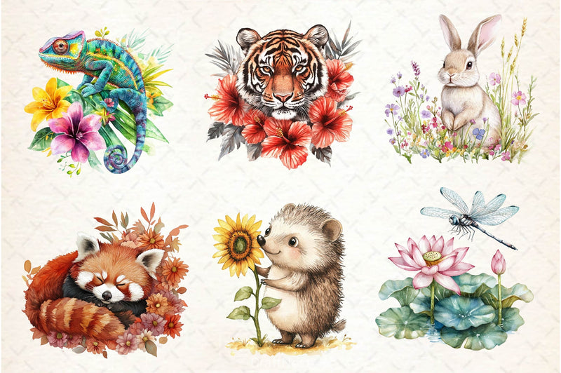 Vibrant Flowers Animals Clipart Bundle 2 - CraftNest - Digital Crafting and Art